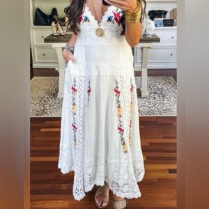 Free People Keila embroidered and Lace Midi Dress